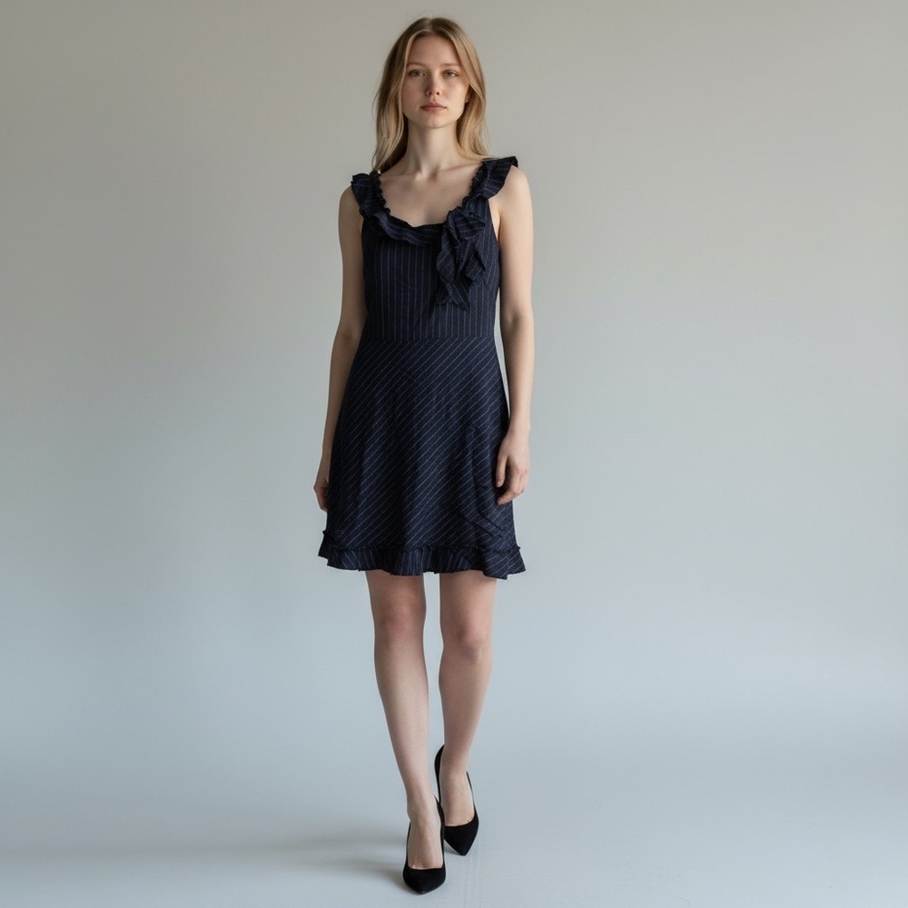 Vintage Moschino Navy Blue Striped Mini Dress